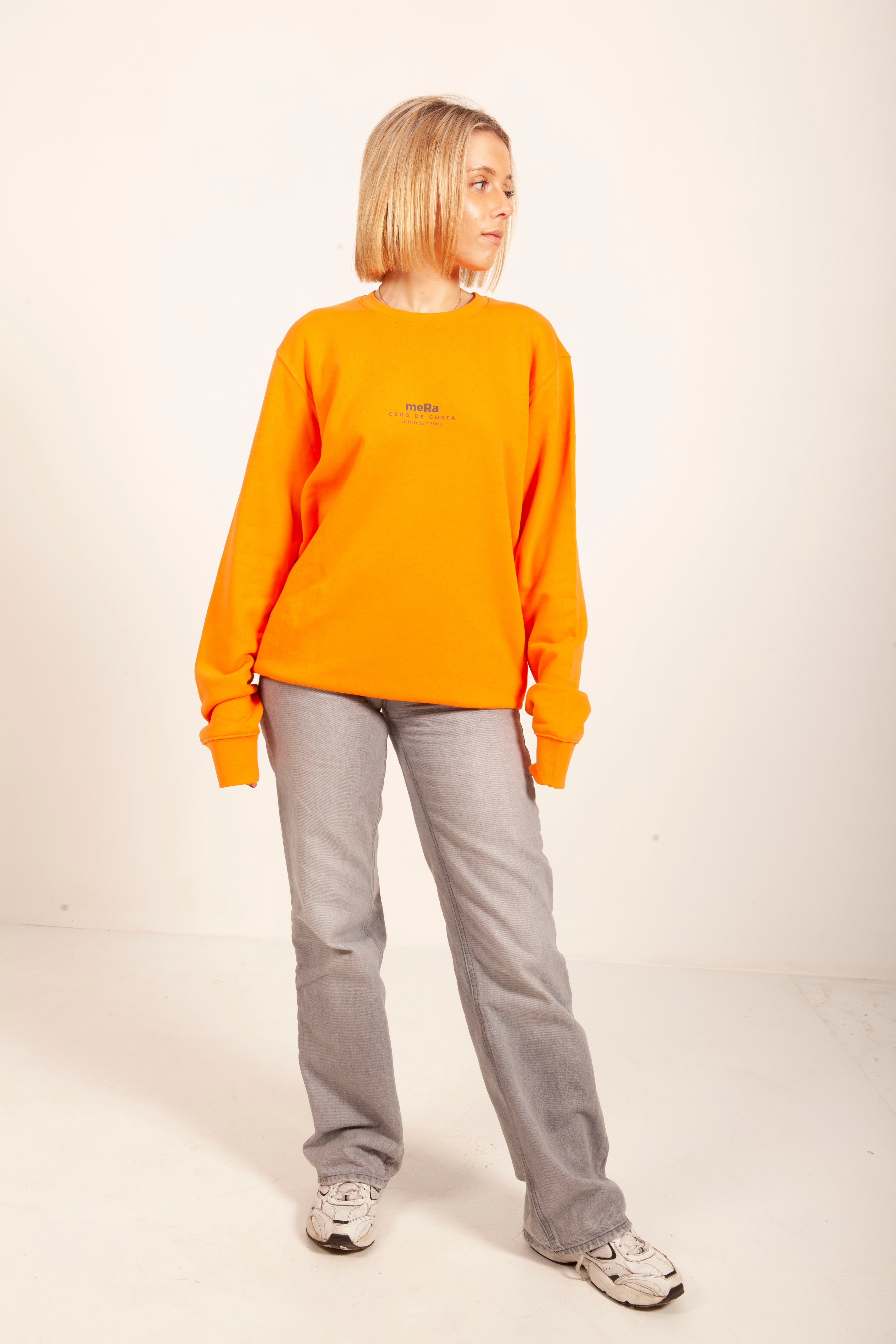 SUDADERA NARANJA/ANTRACITA "MERA" SIN CAPUCHA